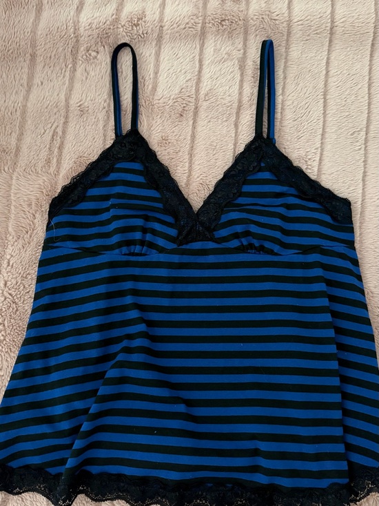 Other - Striped Blue & Black Lace Cami Babydoll Style